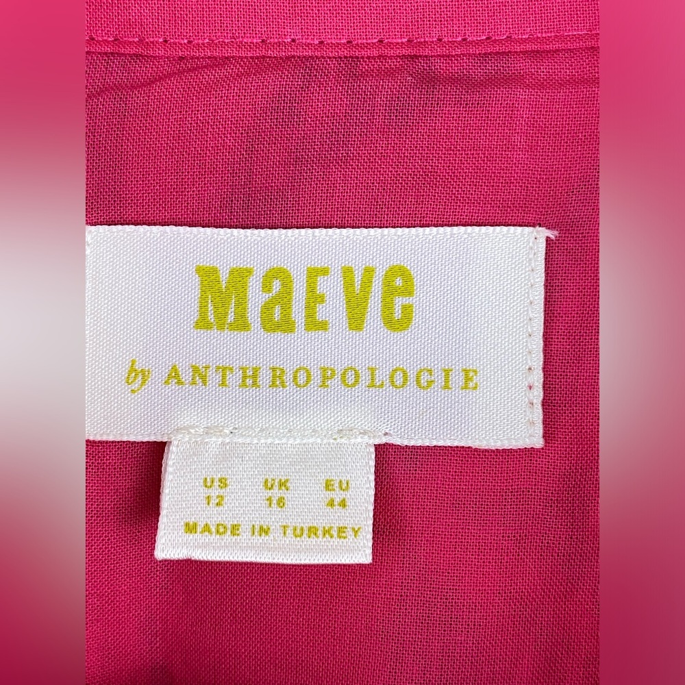 MAEVE by ANTHROPOLOGIE  Lace Boho Slim Buttondown Shirt in Pink Size 12 - Picture 11 of 14